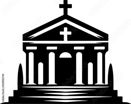 sketch vector illustration silhouette design icon logo symbol chapel tomb christian classic vintage