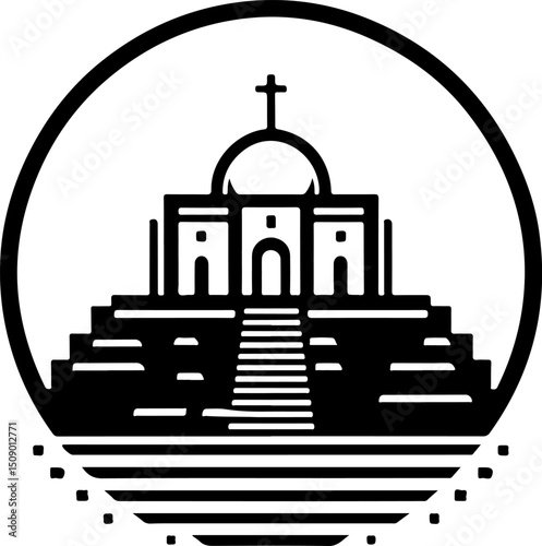sketch vector illustration silhouette design icon logo symbol chapel tomb christian classic vintage