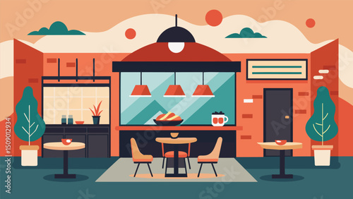 A modern twist on classic Latin American dishes this fusion restaurant boasts a sleek interior and a sophisticated atmosphere.. Vector illustration