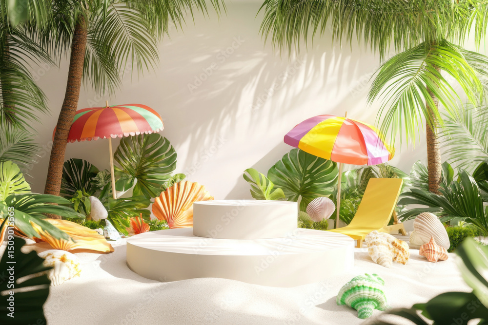 Obraz premium A realistic 3D product display podium special summer