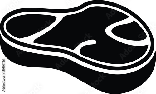 Minimalist black and white depiction of a delicious steak cut against a transparent backdrop