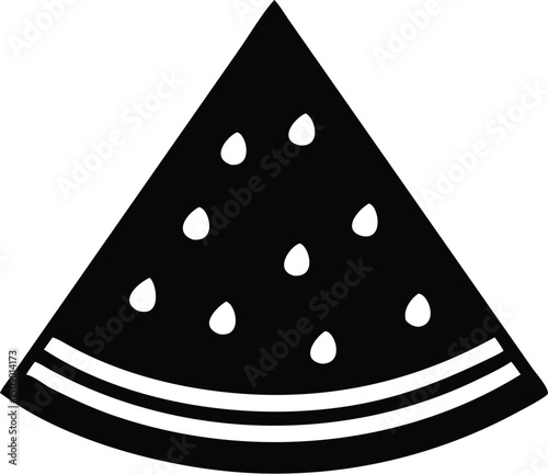 Black wedge showing seeds and rind defines watermelon on transparent background