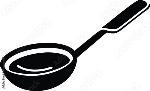 Black silhouette shows a filled ladle from an overhead angle; it has transparent background