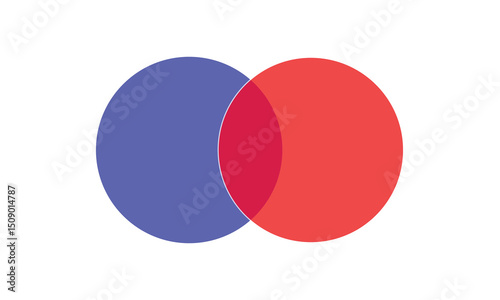 Venn diagram chart vector template two circle color style for presentation, start up project, business strategy, theory basic operation, infographic, logic eps 10. Vector Illustration  .  