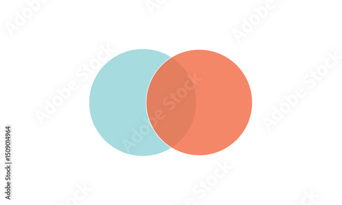 Venn diagram chart vector template two circle color style for presentation, start up project, business strategy, theory basic operation, infographic, logic eps 10. Vector Illustration  .  