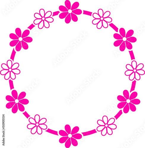 Flower wreath clip art design on plain white transparent isolated background for card, shirt, hoodie, sweatshirt, apparel, tag, mug, icon, poster or badge