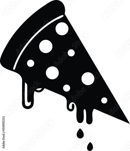 Sliced pizza with melting cheese creates an appealing icon with a transparent background