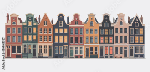 Row of Colorful Historic European Townhouses