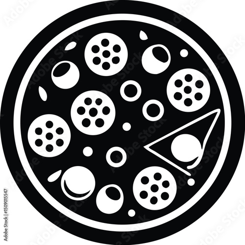 Complete pepperoni pizza shows one slice missing in this transparent background image