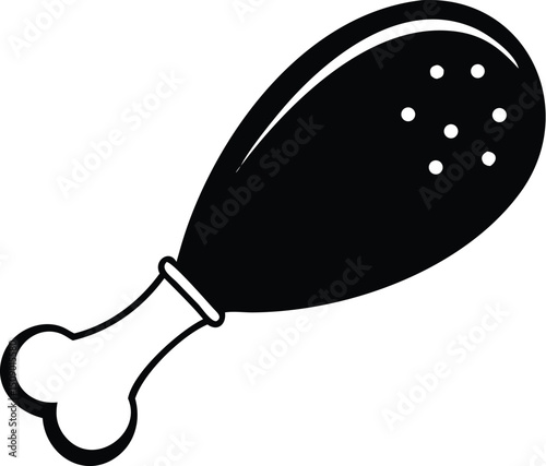 The silhouette of the black fried chicken leg stands out against a transparent backdrop
