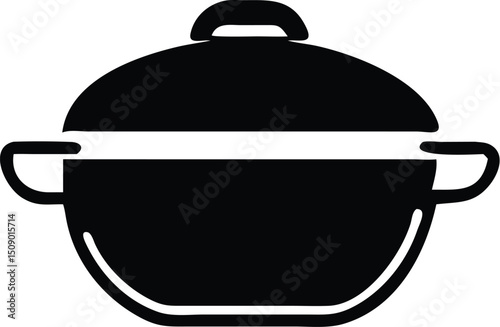 Covered pot icon presents symmetrical handles and rounded lid, a clear silhouette