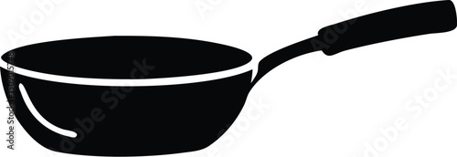 Isolated black skillet showcases simplistic cookware silhouette against a clean transparent backdrop effectively