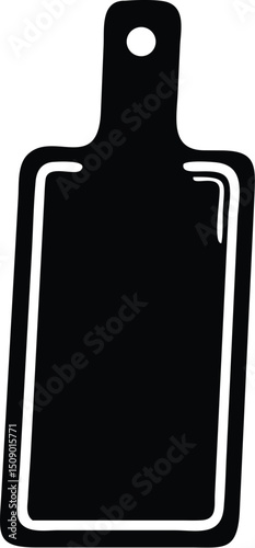 Black rectangular cutting board silhouette showcases a handle with a hole for hanging and a transparent background