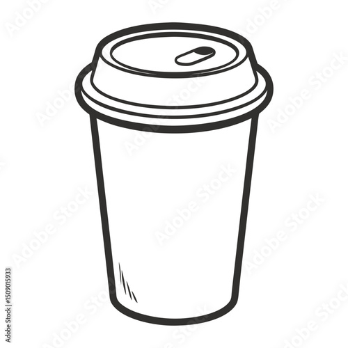 Isolated take out coffee cup with plastic lid on a white background