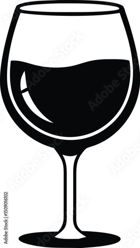 An elegant silhouette reveals a wine glass filled with dark liquid against a transparent backdrop