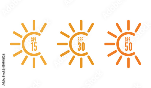 sunscreen sun protect logo design set collection