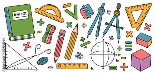 Back to School Geometry Math Supplies and Elements