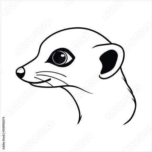 Meerkat Head  Detailed Animal Head Vector Illustration