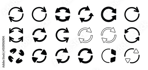 Collection of Circular Arrow Icons for Reload Refresh Repeat