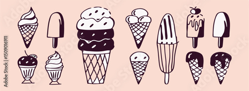 Hand-drawn Ice Cream & Popsicle Set: Summer Treats Illustrations