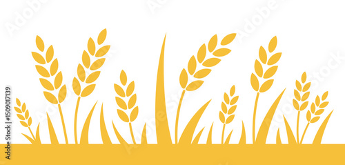 Golden Wheat Stalks and Grass Field Illustration