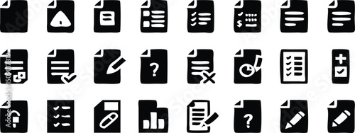 Collection of black document icons file symbols