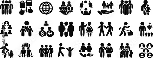 Diverse people icons teamwork collaboration global community