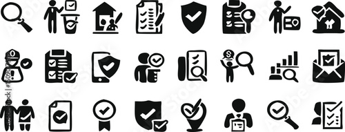 Verified checklist icons business security quality control