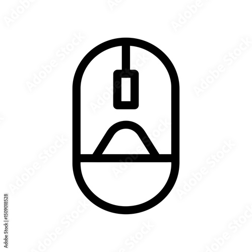 Computer mouse click scrolls on white backdrop outline