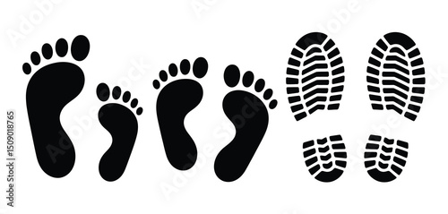 Barefoot and Shoe Prints Collection Graphic Illustration