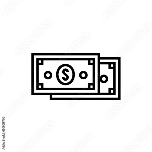 Minimalist banknotes overlay finance scene icon asset cash