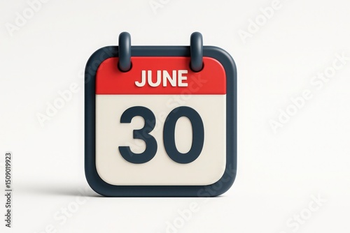 Calendar Page Displaying June 30th on a White Background Symbolizing End of Month and Deadlines