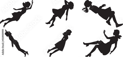 "Silhouette Girl Falling Animation Sequence