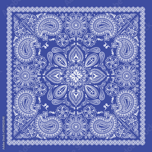 Blue bandana print vectör  design 