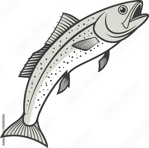 Intricate Hake Sea Fish Vector Illustration - Stunning Marine Wildlife Art for Adobe Stock Submission
