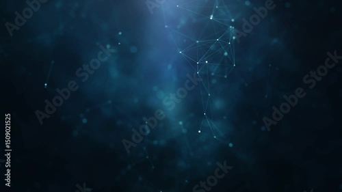 Futuristic Abstract Blue Network of Connected Dots and Lines on Dark Background