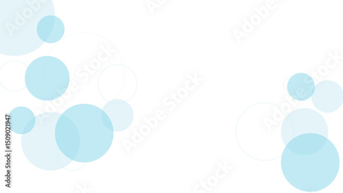 Geometric blue color overlapping circles lines abstract background. Technology, science concept banner design. Colorful pastel vector art.