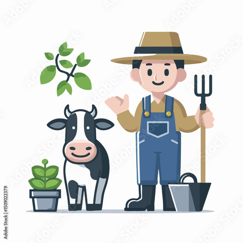 farmer with a cow