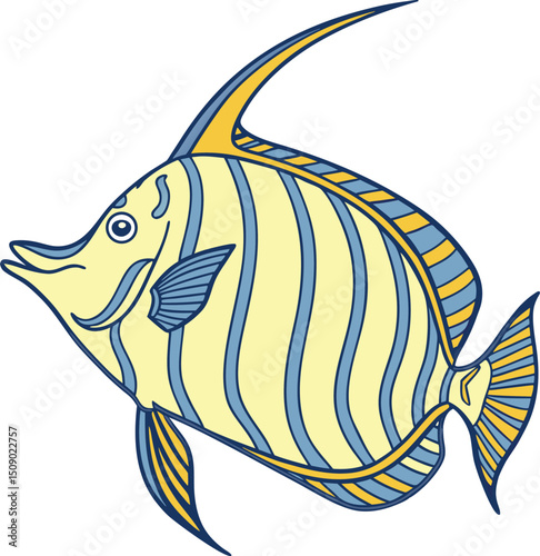Vibrant Unicornfish Sea Fish Vector Illustration – Colourful Marine Life Art for Creative Design Projects