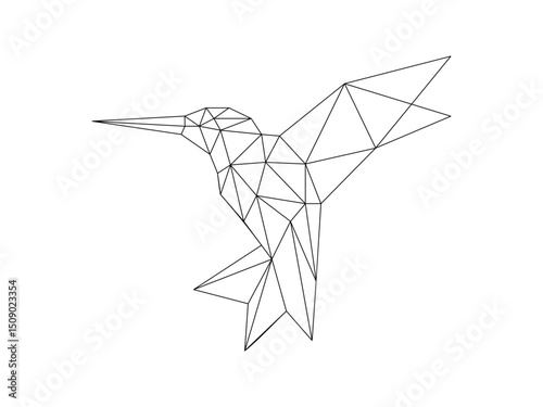 hummingbird geometric symbol icon design vector isolated on transparent background