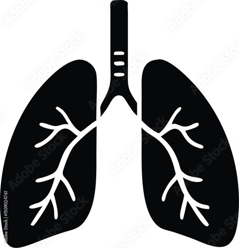 A simple black lungs icon displays the respiratory system anatomy on a white background