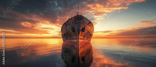 A bulk carrier or cargo ship's cargo hold bulkhead and frame, set against a creative banner with copyspace