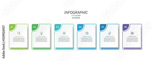 Design template for vector infographic labels with icons and 6 options or steps.