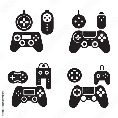 Collection of Video Game Controllers  Icons and Illustrations