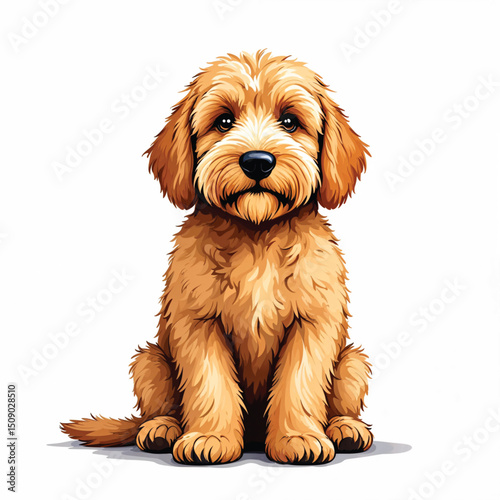 goldendoodle dog vector illustration