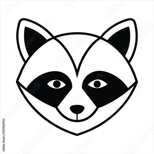 Raccoon Head  Detailed Animal Head Vector Illustration