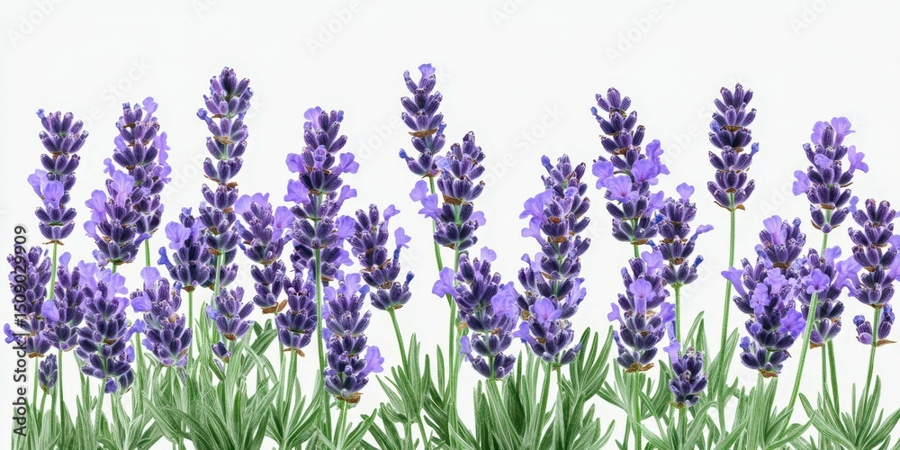Naklejka premium Beautiful lavender blooms arranged in a vibrant display in a well-lit setting during spring