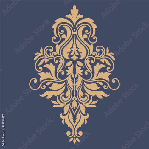 Vector damask stencil element. Floral baroque ornament pattern design. Vintage victorian arabesque motif.