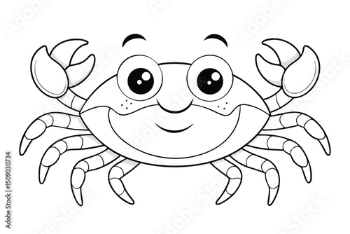 A cute green cartoon frog and a funny red crab are cheerful amphibian animal characters illustrated in a vector drawing