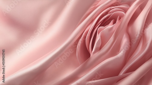 abstract rose pink silk fabric waving on a pastel peach background